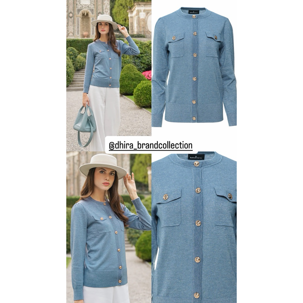 Sweater Cardigan Buttonscarves Blue S as is