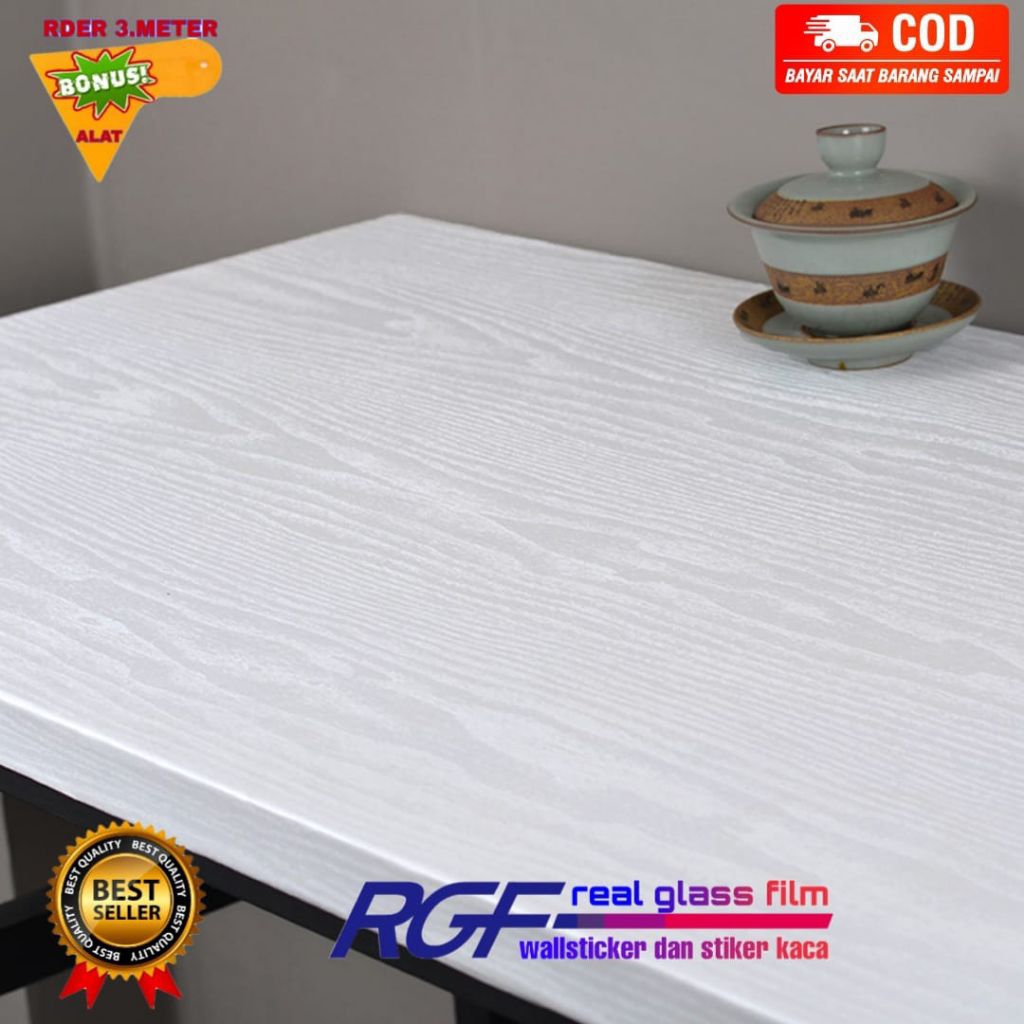 WALLPAPER STIKER DINDING MOTIF KAYU SERAT ABU UKURAN 120 CM X 25/HPL STIKER MEJA PUTIH MOTIF SERAT K