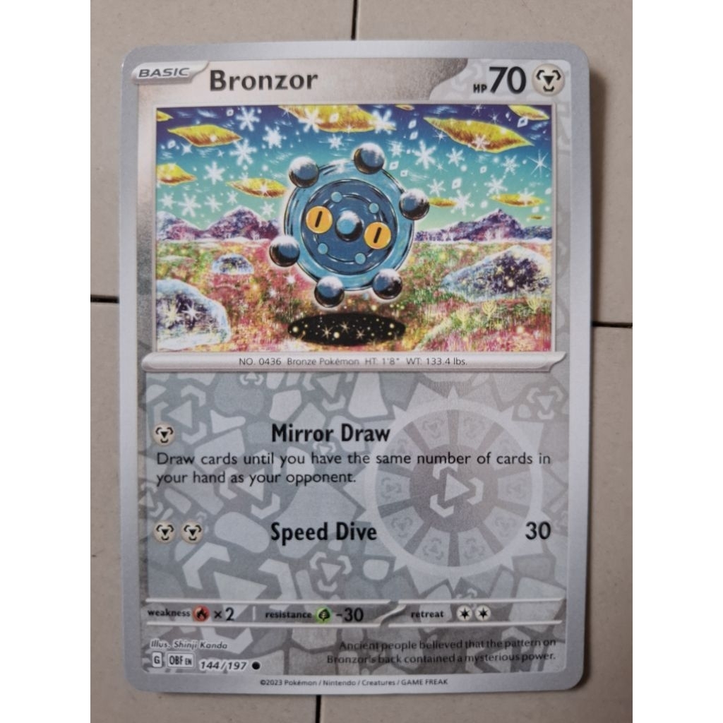 kartu pokemon original holo reverse bronzor obf 144/197