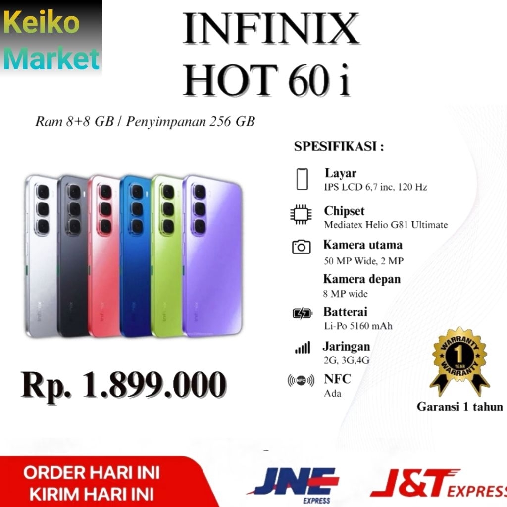 Handphone INFINIX HOT 60i RAM 8+8GB 256GB