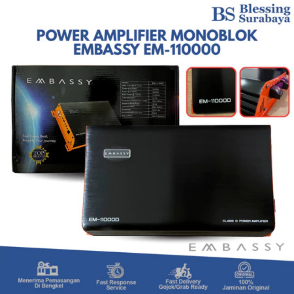 Embassy Power Amplifier Monoblok 1ch EM 1500.1 & Monoblok EM-11000D