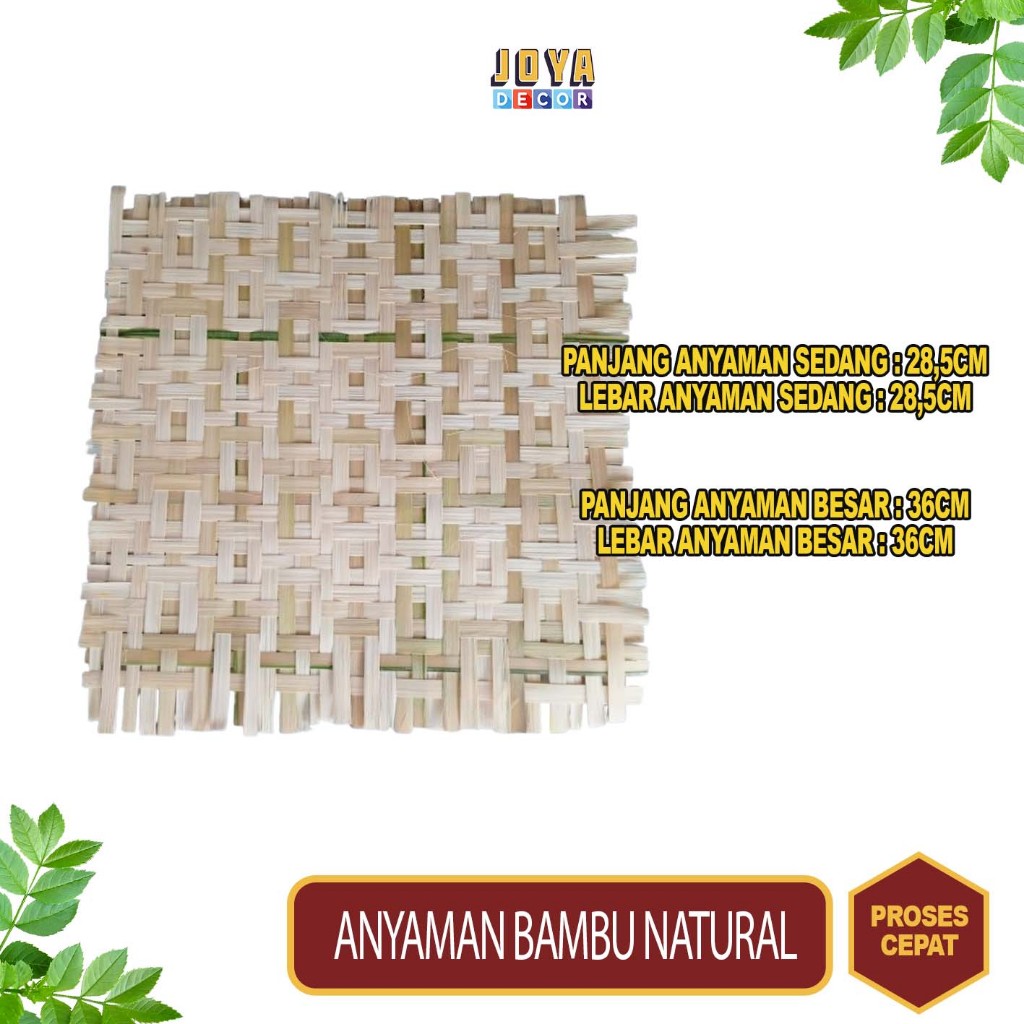 LEMBARAN ANYAMAN BAMBU NATURAL / ANYAMAN BAMBU PUTIH POLOS / PRODUSEN LANGSUNG