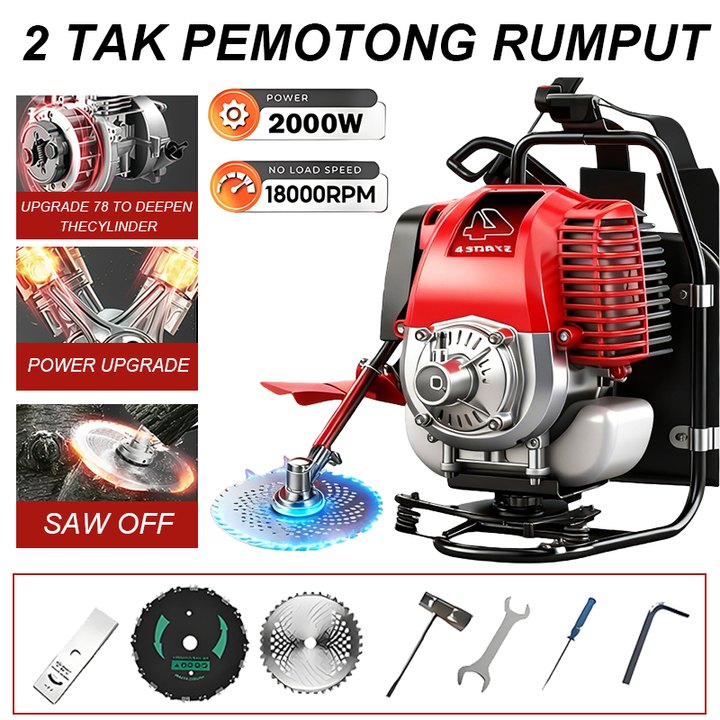 ECOSEN 1800W Mesin Potong Rumput 4 Tak Brush Cutter Gendong 50CC Mesin Pemotong Rumput Powerfull