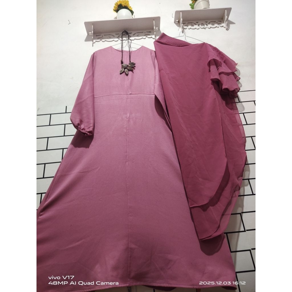 GAMIS SET HIJAB PRELOVED WARNA PINK