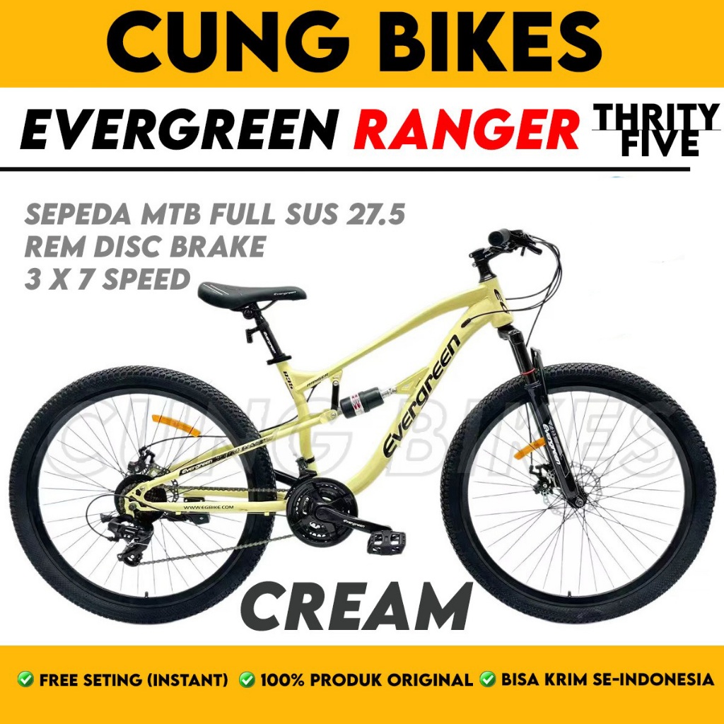 Sepeda Gunung MTB 27.5 Inch Evergreen Ranger R 35 Full Suspension 21 speed