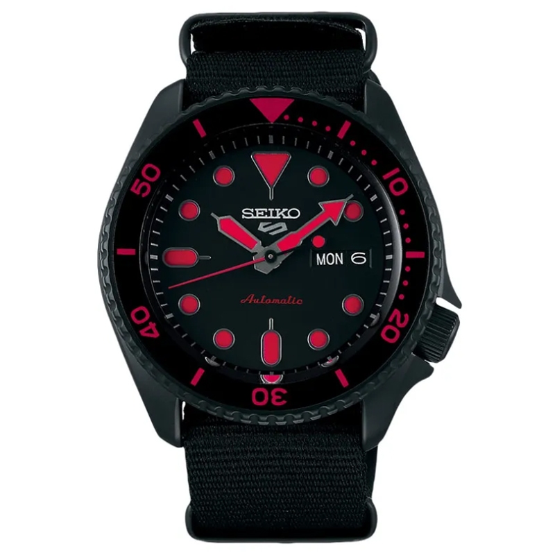 JAM TANGAN Seiko SRPD83K1 Seiko 5 Automatic Black Red Nylon Strap