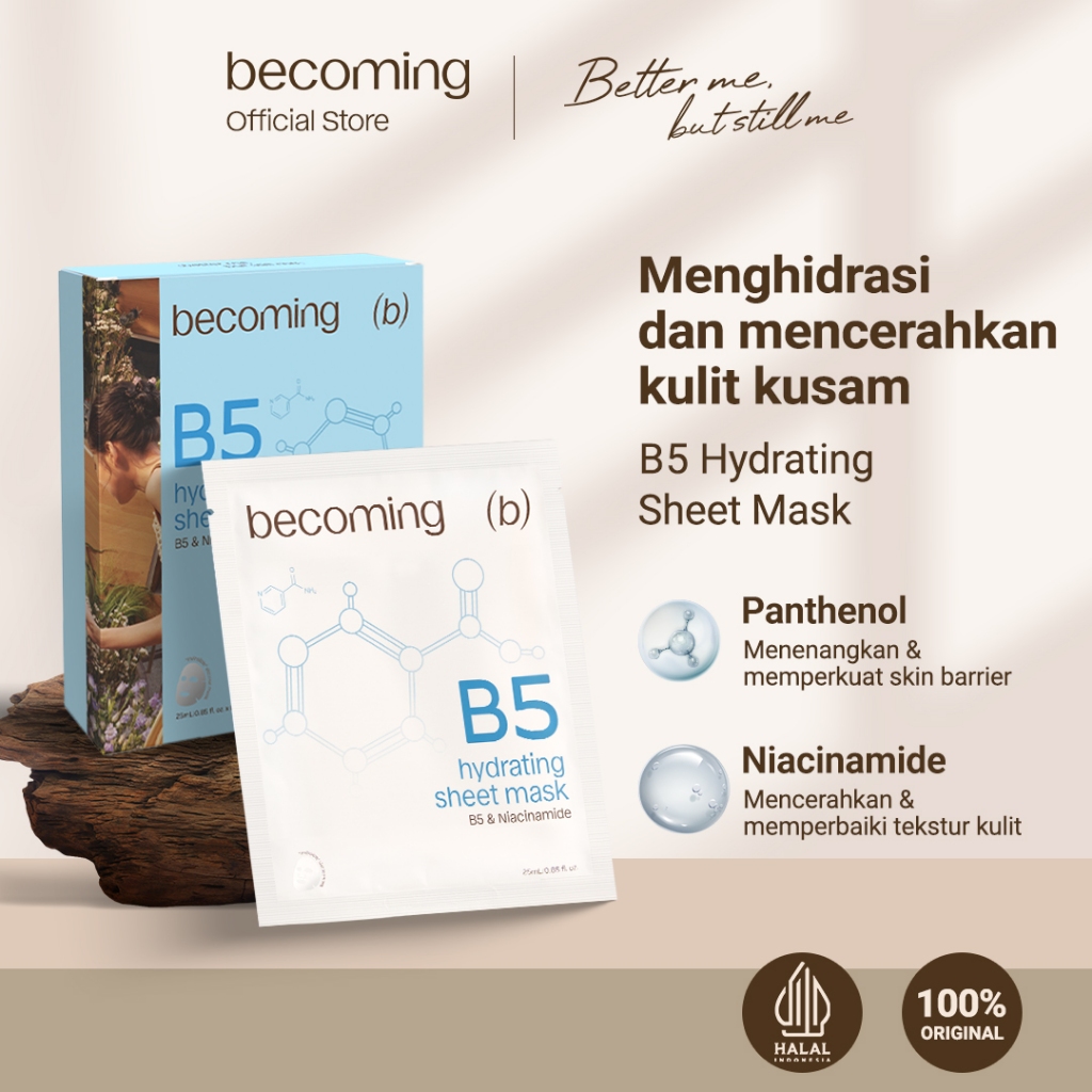 [HOT SELLING] becoming B5 Hydrating Sheet Mask 25ml with Panthenol | Masker Wajah | Cairan Essence F