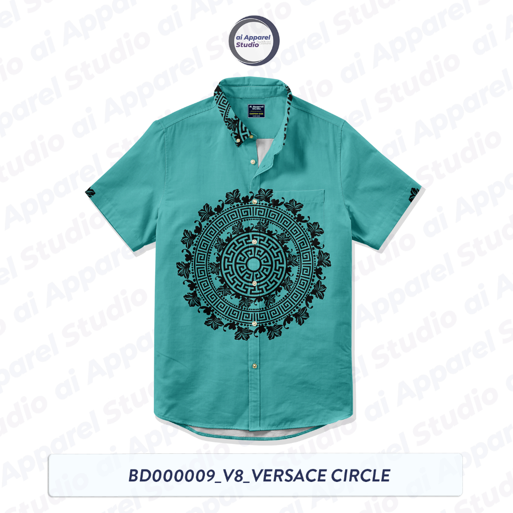 Kemeja Unisex Lengan Pendek Premium Motif Versace Circle BD000009 By Ai Apparel Studio