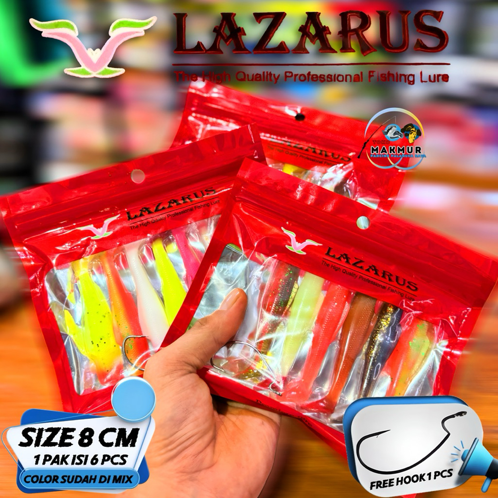 Soft Lure 8 cm Lazarus || Free Hook 1 pcs || Warna Sudah Di MIX