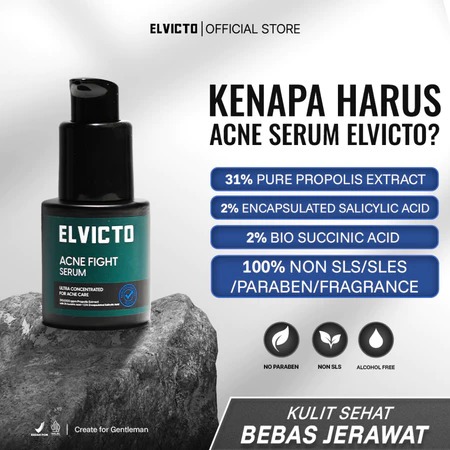 ELVICTO ACNE FIGHT SERUM 20ml |Serum Anti Jerawat Serum Pereda Jerawat Serum Wajah Pria Serum Jerawa