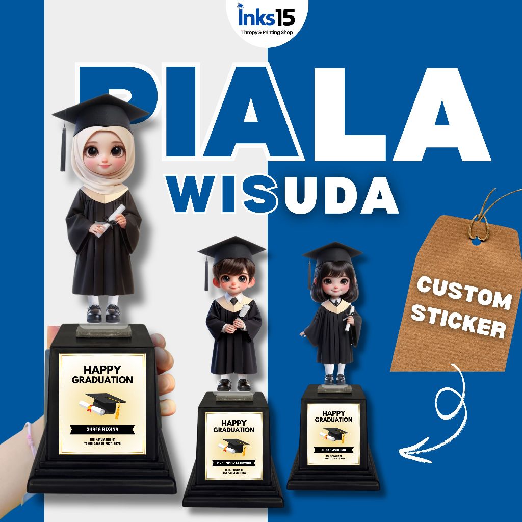 Piala Akrilik Wisuda Sticker Custom Untuk Kelulusan Paud Tk Sd Smp Sma
