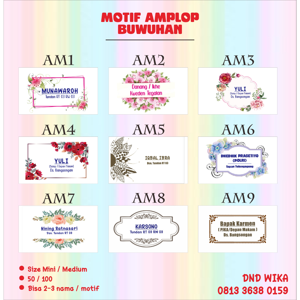 AMPLOP BUWUHAN MEDIUM  Amplop medium buwuhan custom nama