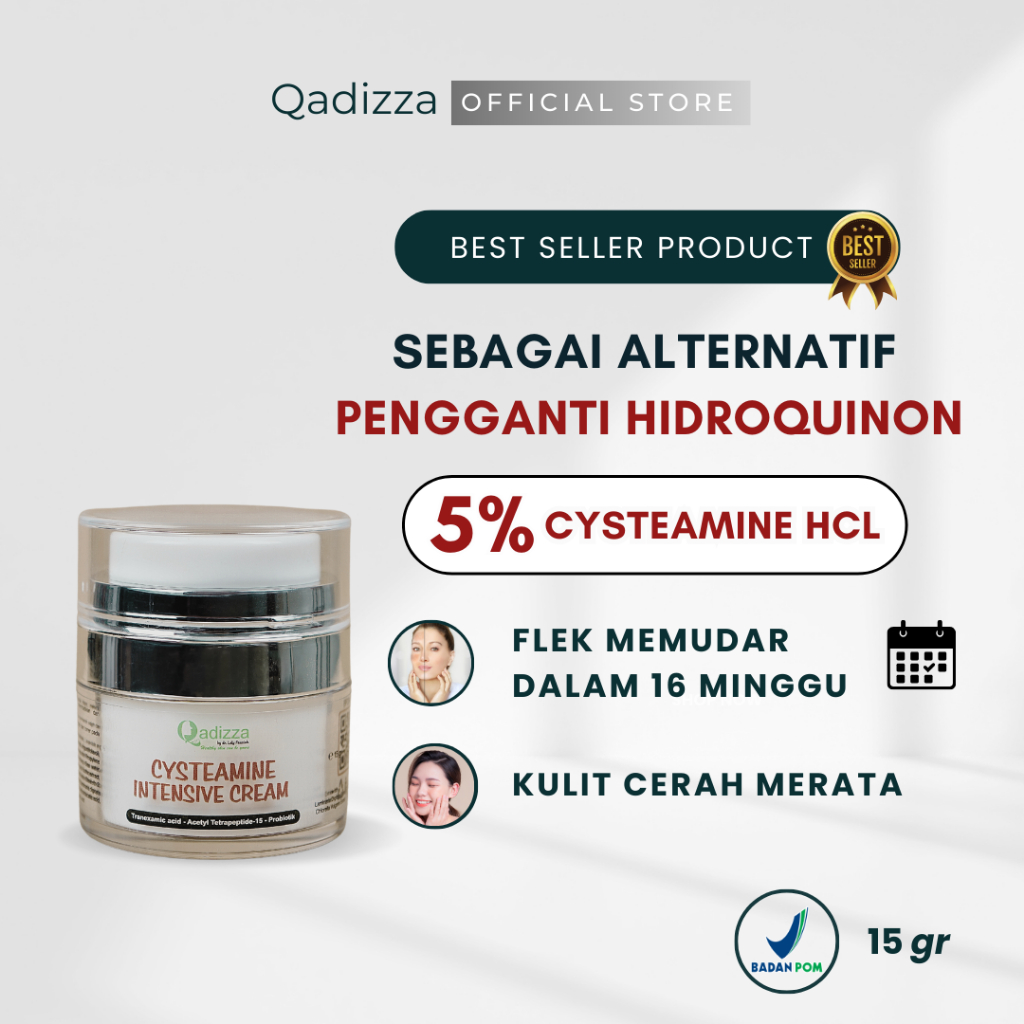 QADIZZA CYSTEAMINE 5% WHITE CREAM (CYSTEAMINE VERSI KEDUA) Efektif Memudarkan Flek Hitam dan Aman Di