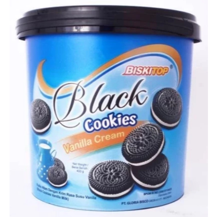 Biskitop Black Cookies Vanila Cream 400gr Biskitop Kue Kaleng lebaran