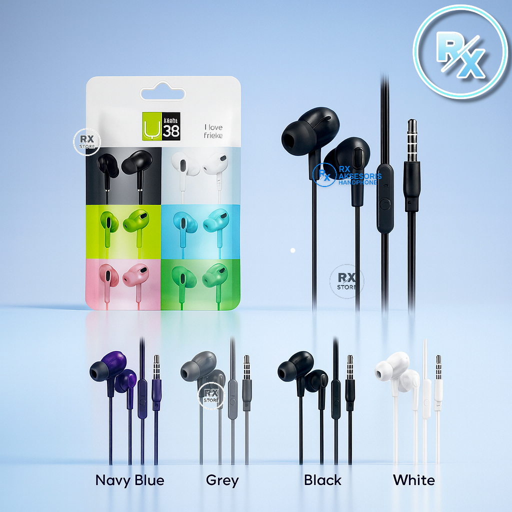 HEADSET HANDSFREE EARPHONE U38 & U39 & U59 & U69 & U93 MACARON MUSIC MUSIK HEADSET STEREO SOUND