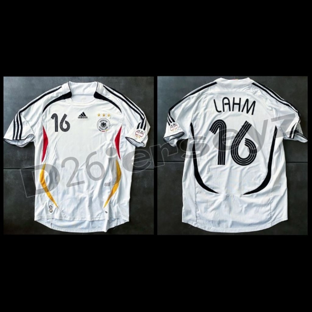 Jersey RETRO Jerman Home 2006 + Cetak Nama Nameset LAHM 16 / PODOLSKI 20 / Custom suka suka Font OFF