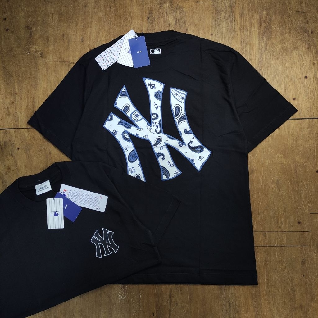 KAOS TSHIRT TEES MLB LIKE NEW YORK LOGO CULTURE BASIC PRINTED BLACK BESTSELLER