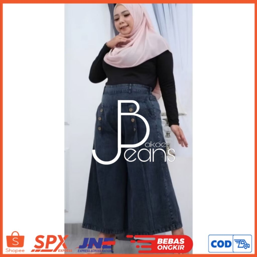 Kulot Payung Jumbo Jeans Premium Dengan Variasi Kancing