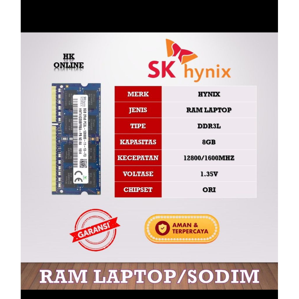 RAM Sodimm DDR 3 8 GB sky hynix