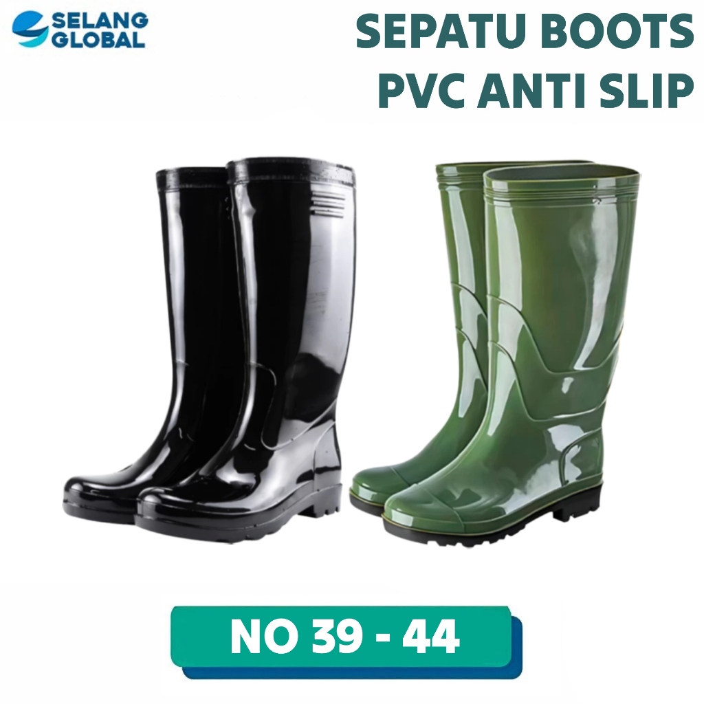 GLOBAL Sepatu Boot Anti Air Dan Anti Slip Sepatu Boot Panjang Sepatu Boot Kerja Proyek Sepatu Berkeb
