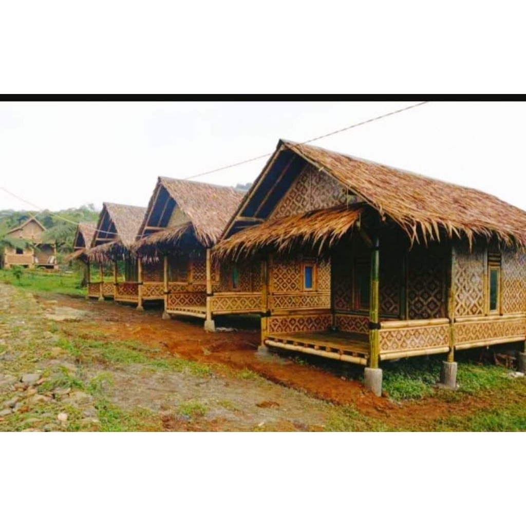 vila bambu/saung bambu gazebo siap huni atap injuk dan baja