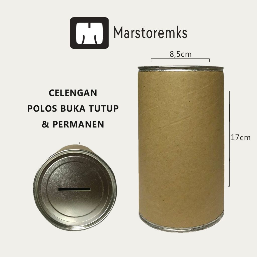 Celengan Polos Ukuran 8,5x17 cm / Celengan Komposit Buka Tutup & Permanen Ukuran 8,5x17