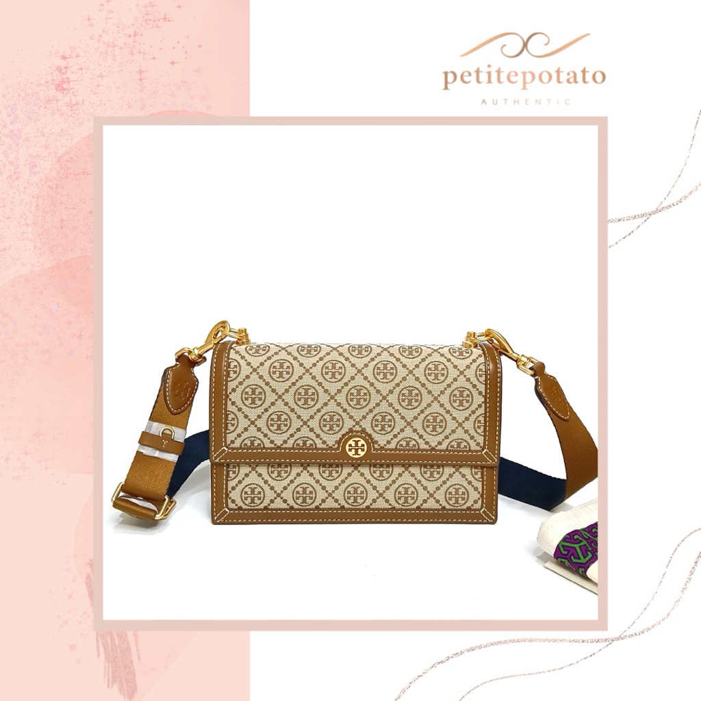TAS BRANDED WANITA TORY BURCH T-MONOGRAM JACQUARD CROSSBODY