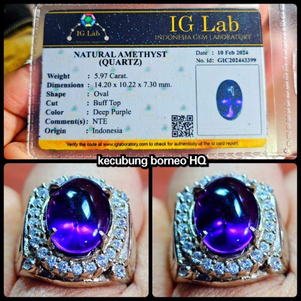 original  batu permata kecubung kalimantan asli 100% Boll