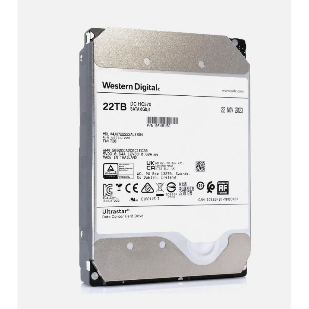WD Ultrastar HC570 WUH722222ALE6L4- 22TB 7200RPM 3.5'' Desktop