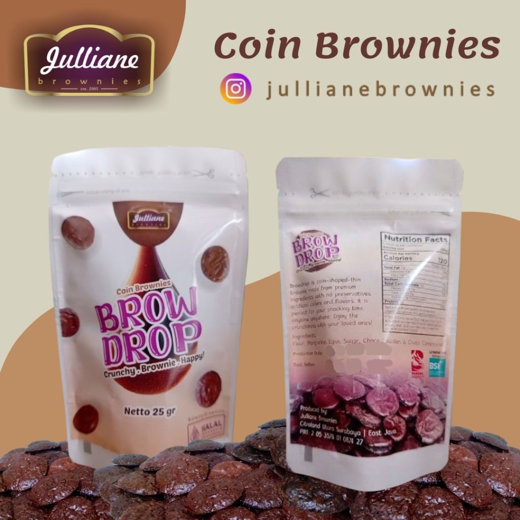 BROWDROP Brownies Panggang Kering Koin Rasa Cokelat 25gr