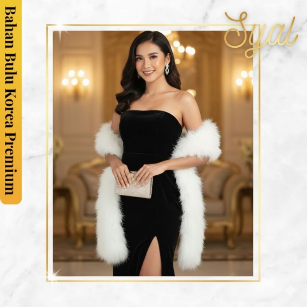 Syal Bulu Fashionable bulu korea Glossy syal bulu pesta scraft fur syal Bahu