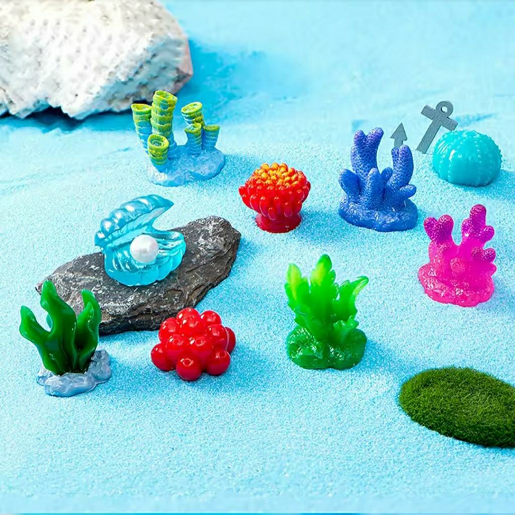 Terumbu karang / Karang Buatan / karang kecil dekorasi hiasan aquarium / topper kue, ornamen aquasca
