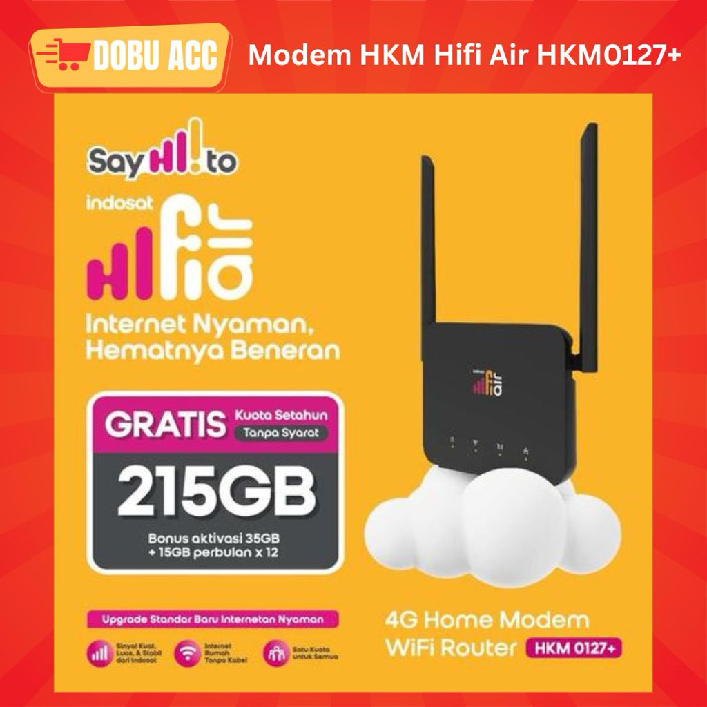 Modem HKM Hifi Air HKM0127+ Modem Wifi Router Wireless 4G LTE Garansi Resmi for Indosat Tri