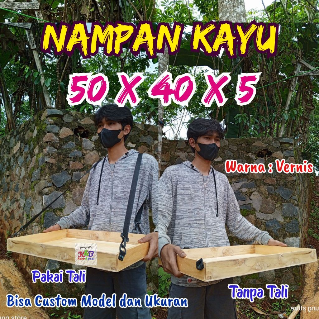 Nampan Kayu Asongan/Kotak Jualan, Nampan Kayu Besar Ukuran 50x40x5