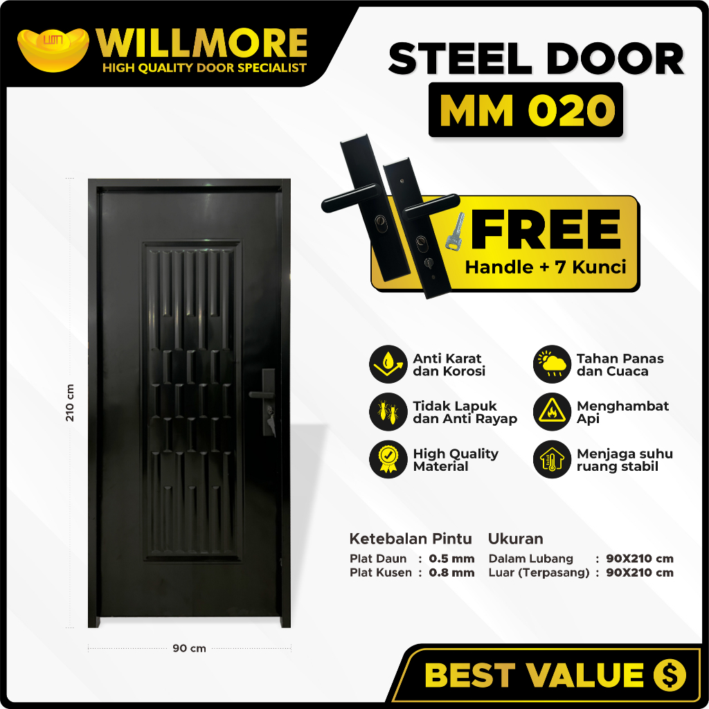 WILLMORE PINTU BAJA PREMIUM - MM 020 UKURAN 90x210CM