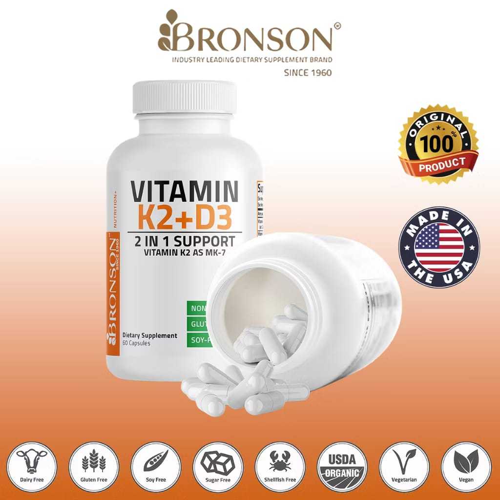 BRONSON VITAMIN D3 5000 IU VIT K2 90 MCG ISI 120 KAPSUL / VIT D3 5000 IU K2