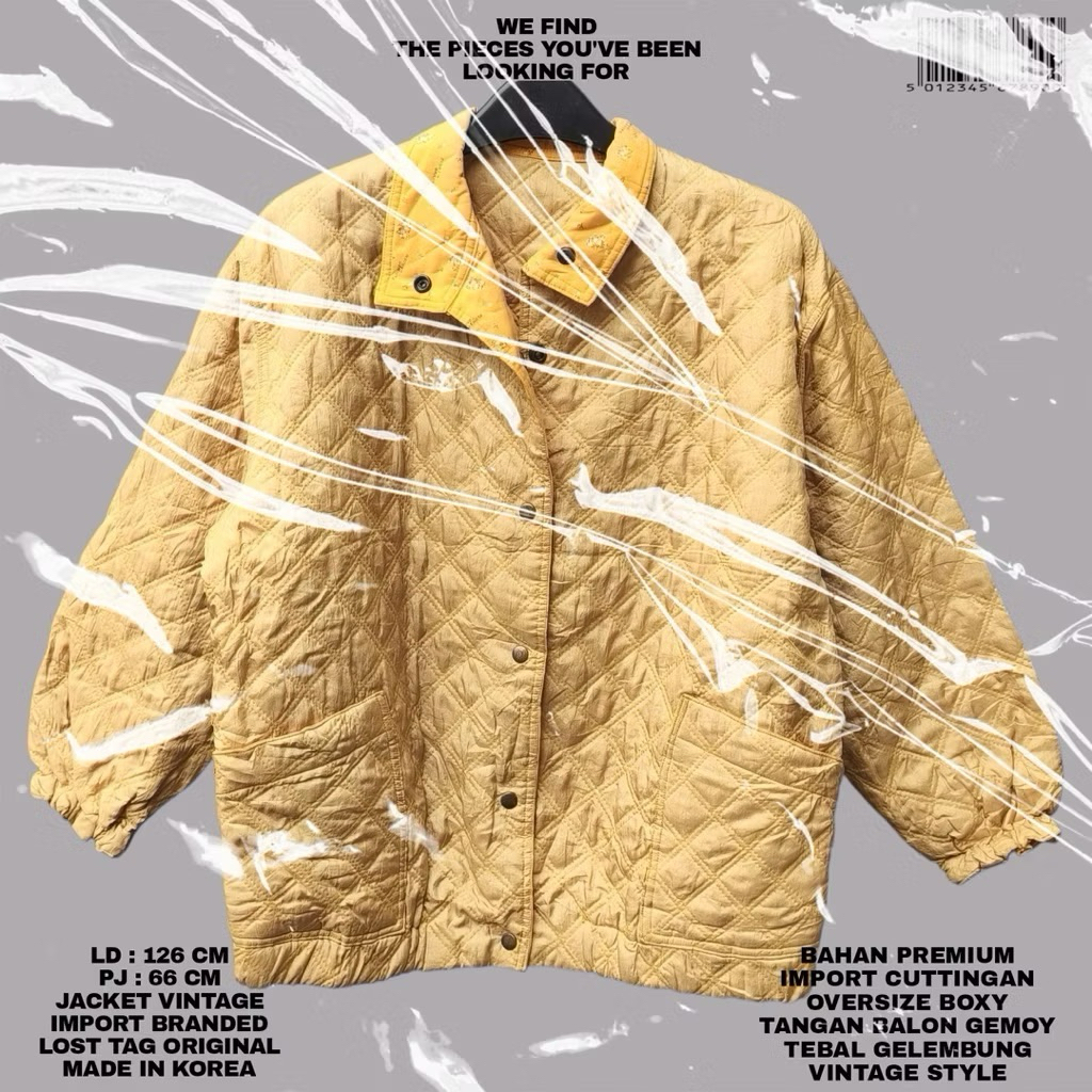 JACKET TEBAL UNISEX KOREAN LOOK/YELLOW JACKET GELEMBUNG WINTER KOREAN STYLE VINTAGE RETRO