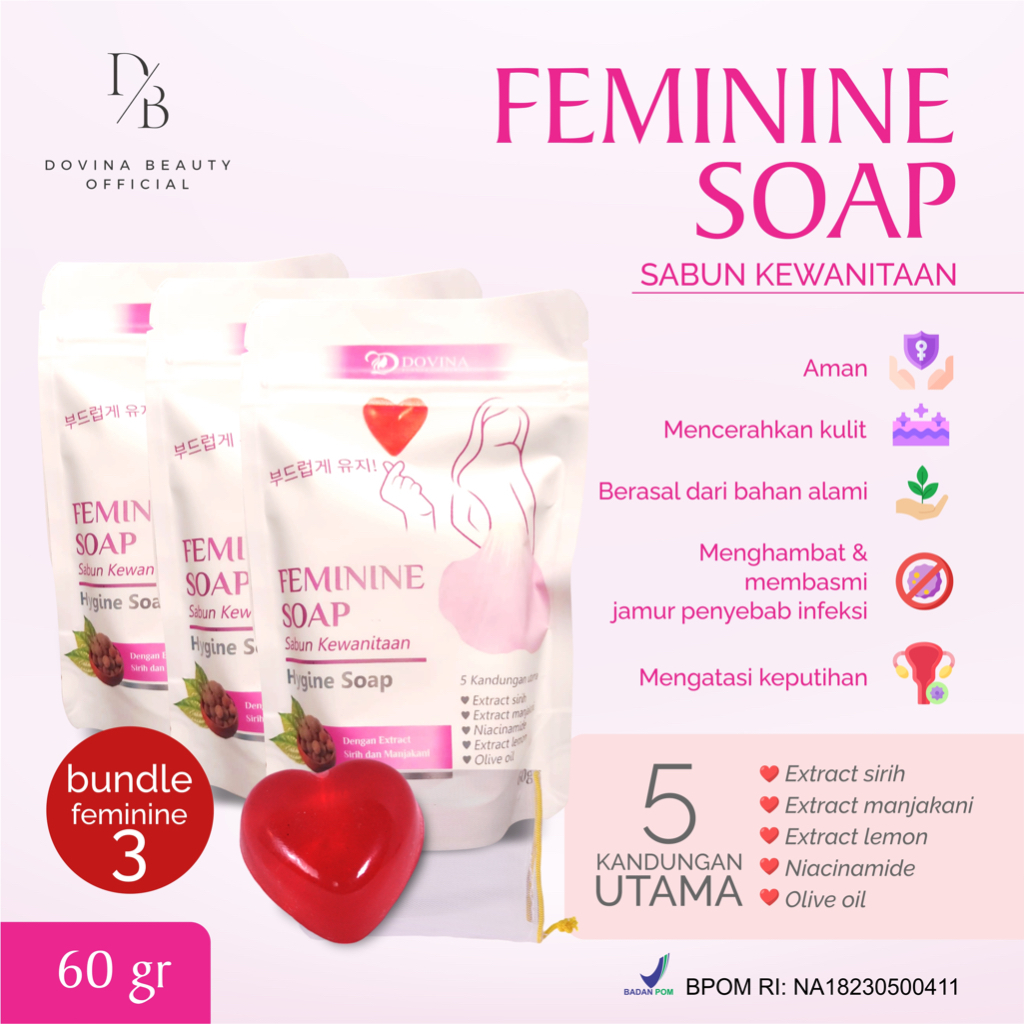 3 PCS - Dovina Feminine Hygine Soap / Sabun Miss V by Dovina 3PCS - GANCI