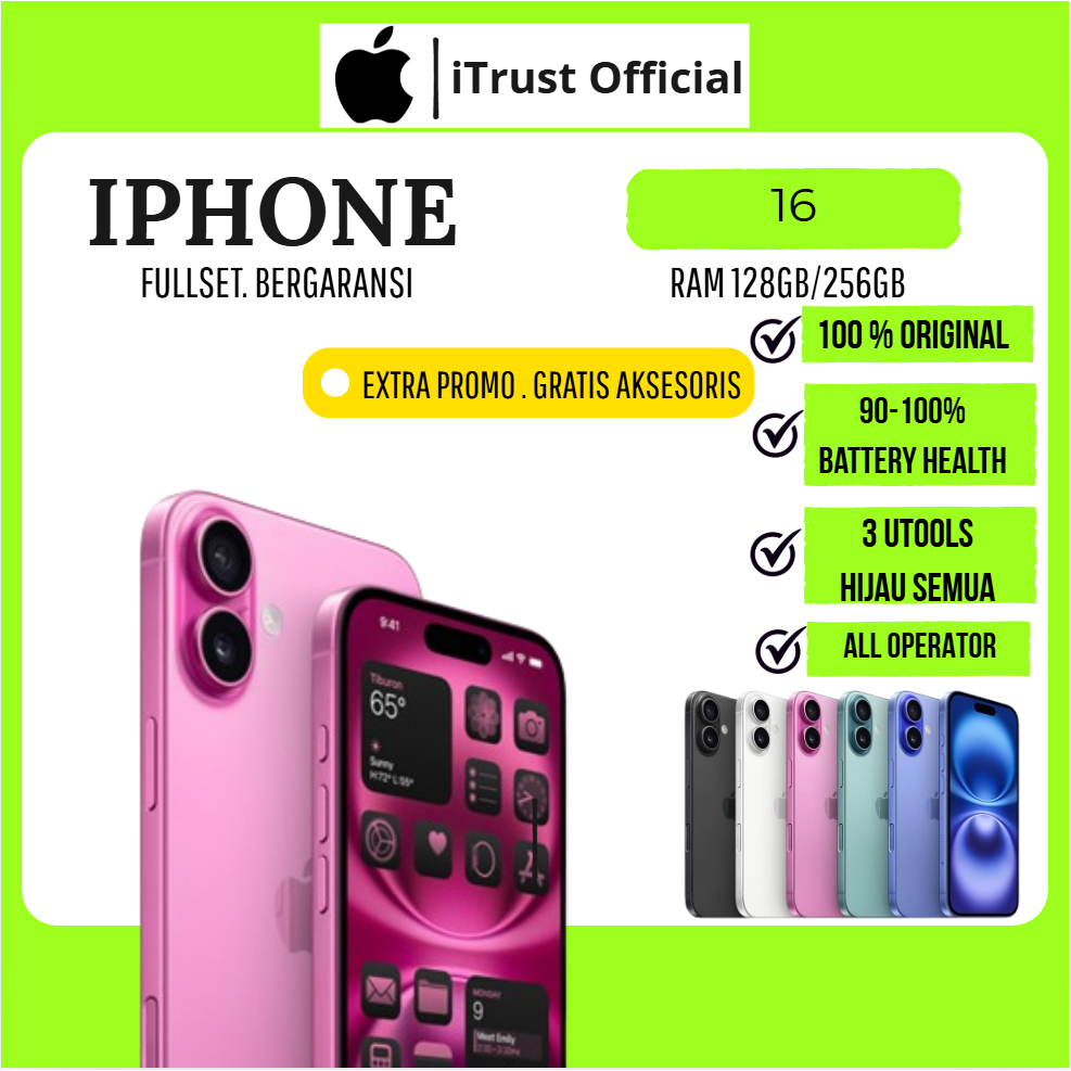 IP 16 128GB 256GB SECOND FULLSET ORIGINAL MULUS NORMAL NO MINUS BERGARANSI