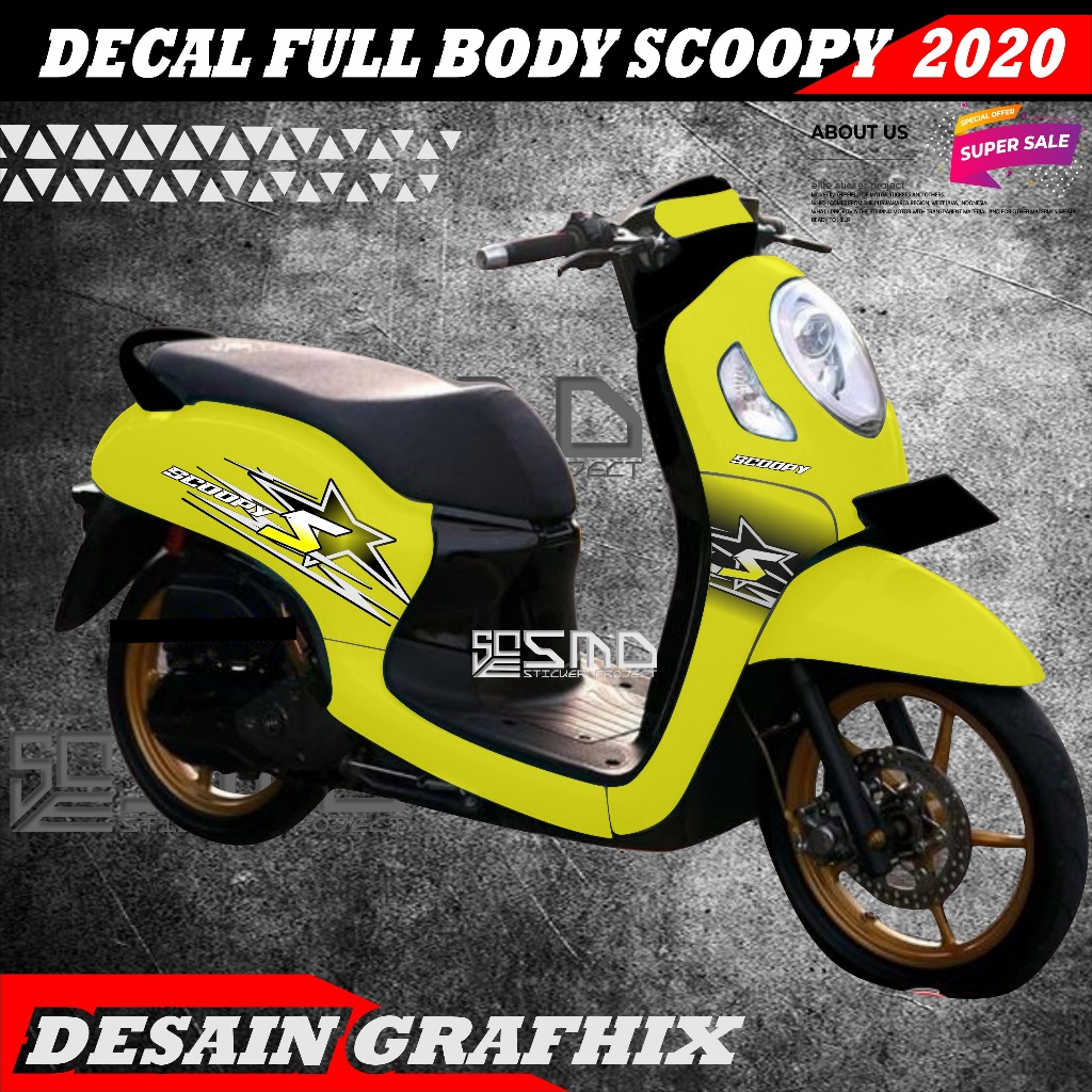 STICKER DECAL FULL BODY HONDA SCOOPY DONAT 2020 STICKER MOTIF SIMPLE