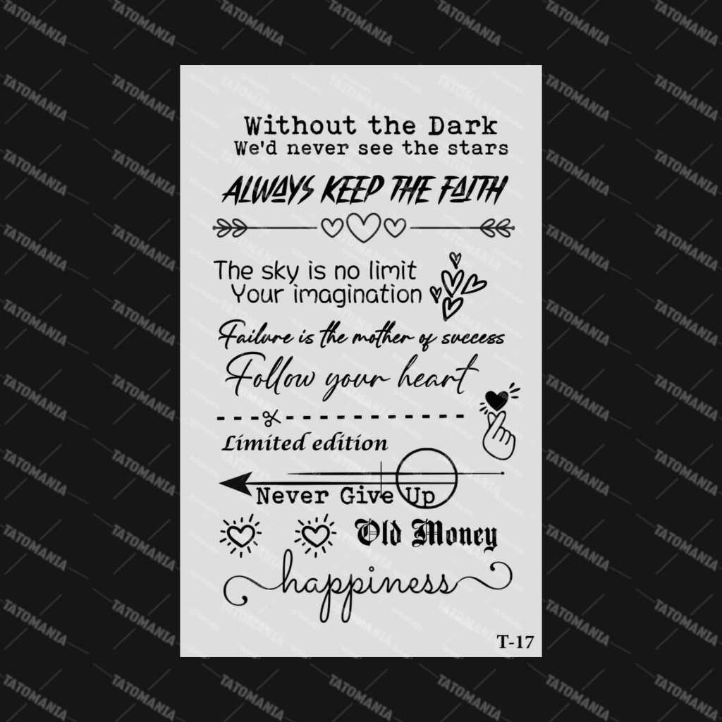 TATOMANIA-Sticker tattoo temporary semi permanent tahan lama tulisan 17