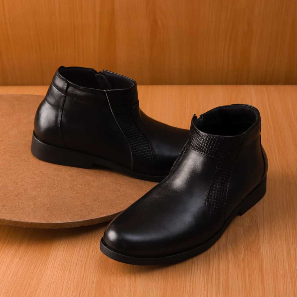 sepatu boot resleting pria sepatu boot kulit asli zipper sepatu boot kerja kantoran sepatu boot form