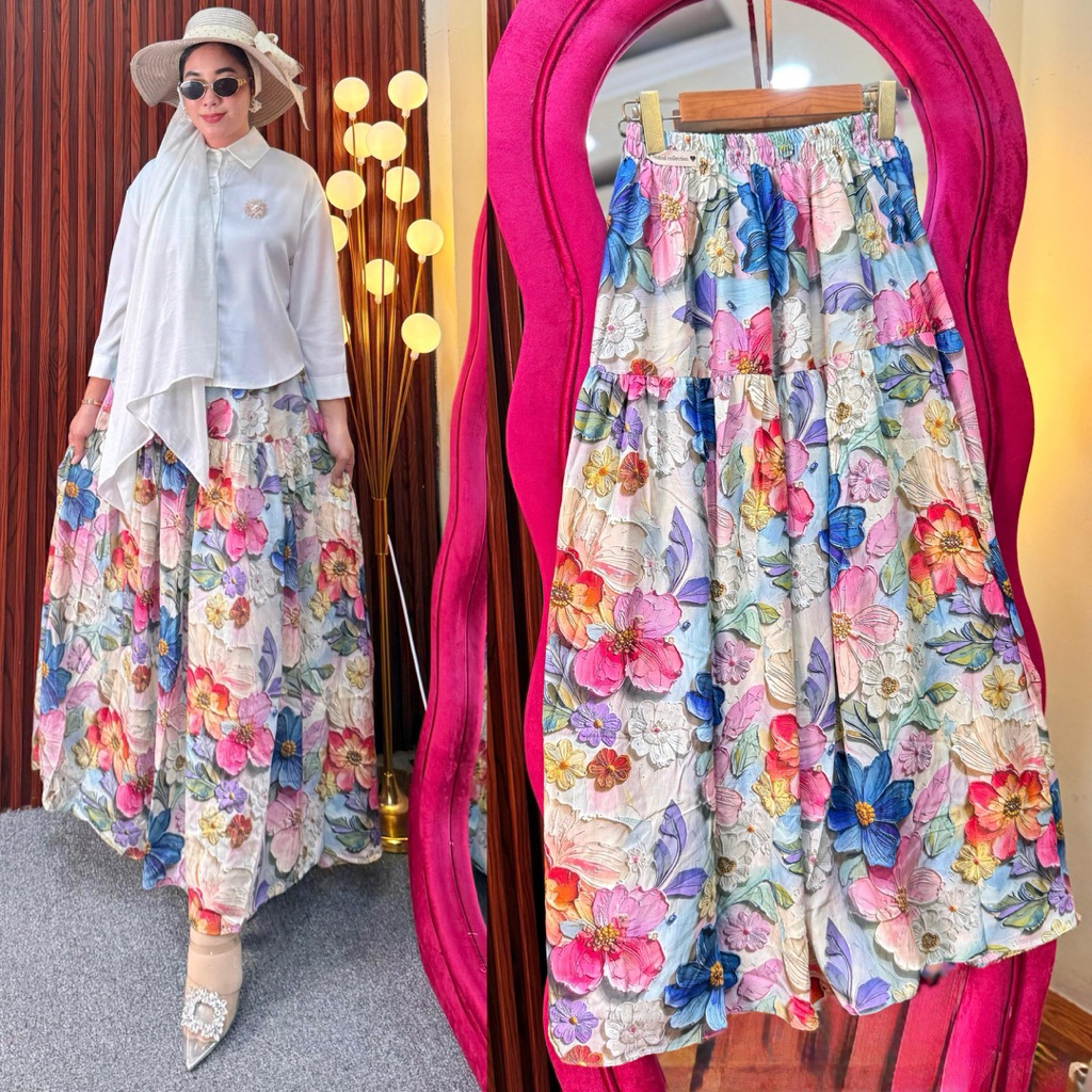 Rok rayon motif bunga viral /rok viral/nobul