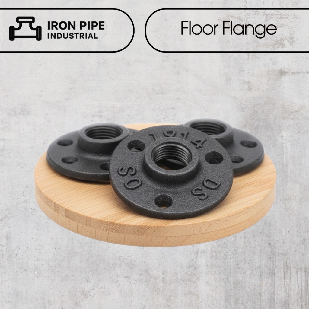 Flange Fitting pipa Threaded Dinding Lantai Antik 1/2 3/4 1 inch Bahan Besi