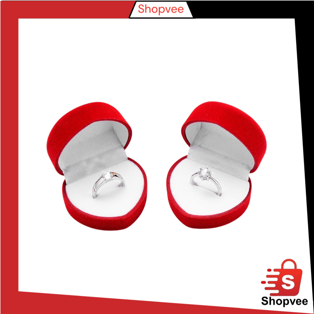 Shopvee Ring Box Love/Kotak Cincin Bentuk Love Hati/Tempat Menyimpan Perhiasan/Kotak Perhiasan Belud