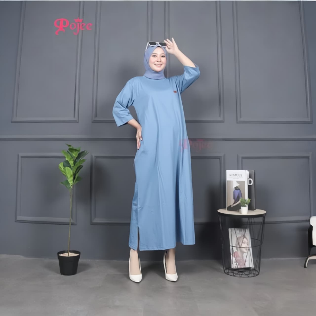 POJEE Midi Polos Wanita Dewasa Bahan Combed 20's Premium - DRESS WANITA MODERN DAN ELEGAN