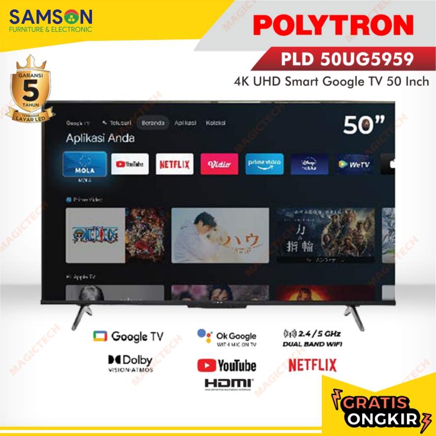 TV POLYTRON 50 INCH / 50" SMART GOOGLE TV 4K UHD DIGITAL PLD 50UG5959