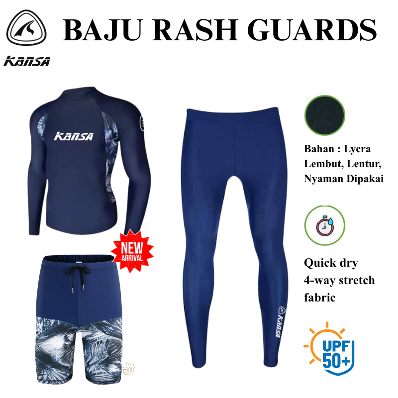 Baju Diving Rashguard Pria Kansa 0.5mm lycra / Celana Renang Snorkeling Diving Pendek / Baselayer Le