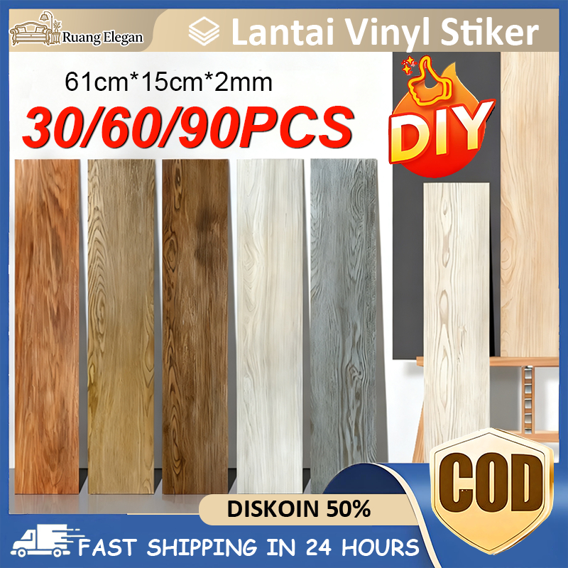 PVC Ubin Lantai Premium Lantai Vinyl Tempel 61CM×15CM×2mm High Quality Lantai Waterproof Karpet Viny