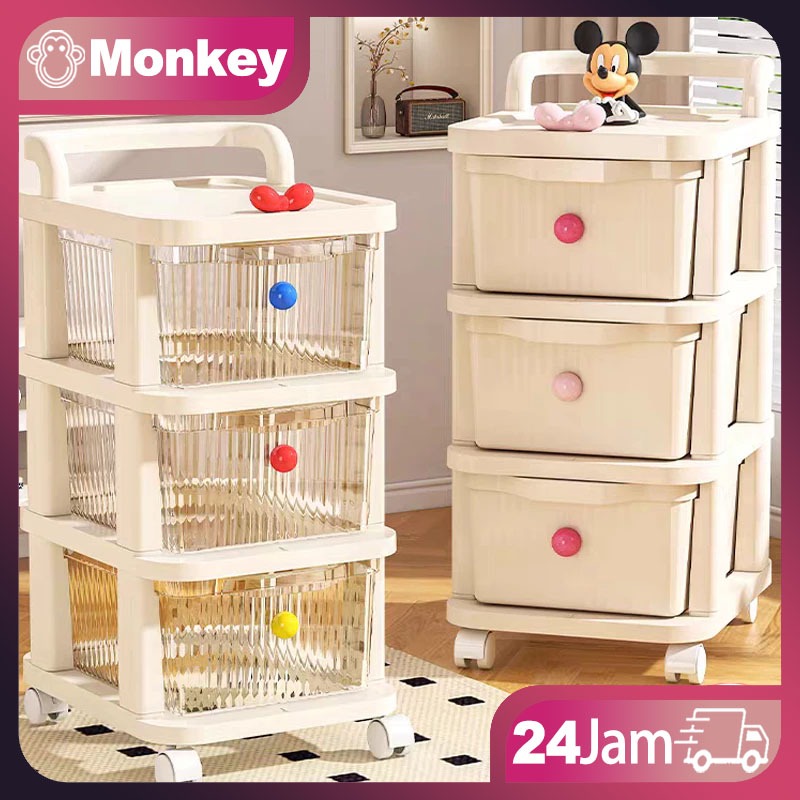 Rak Troli Tipe Laci Plastik/rak Penyimpanan Tertutup/rak Susun Tertutup Serbaguna/rak Laci Plastik S